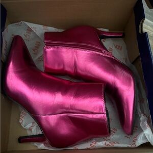 Shiny Pink Ankle Boots